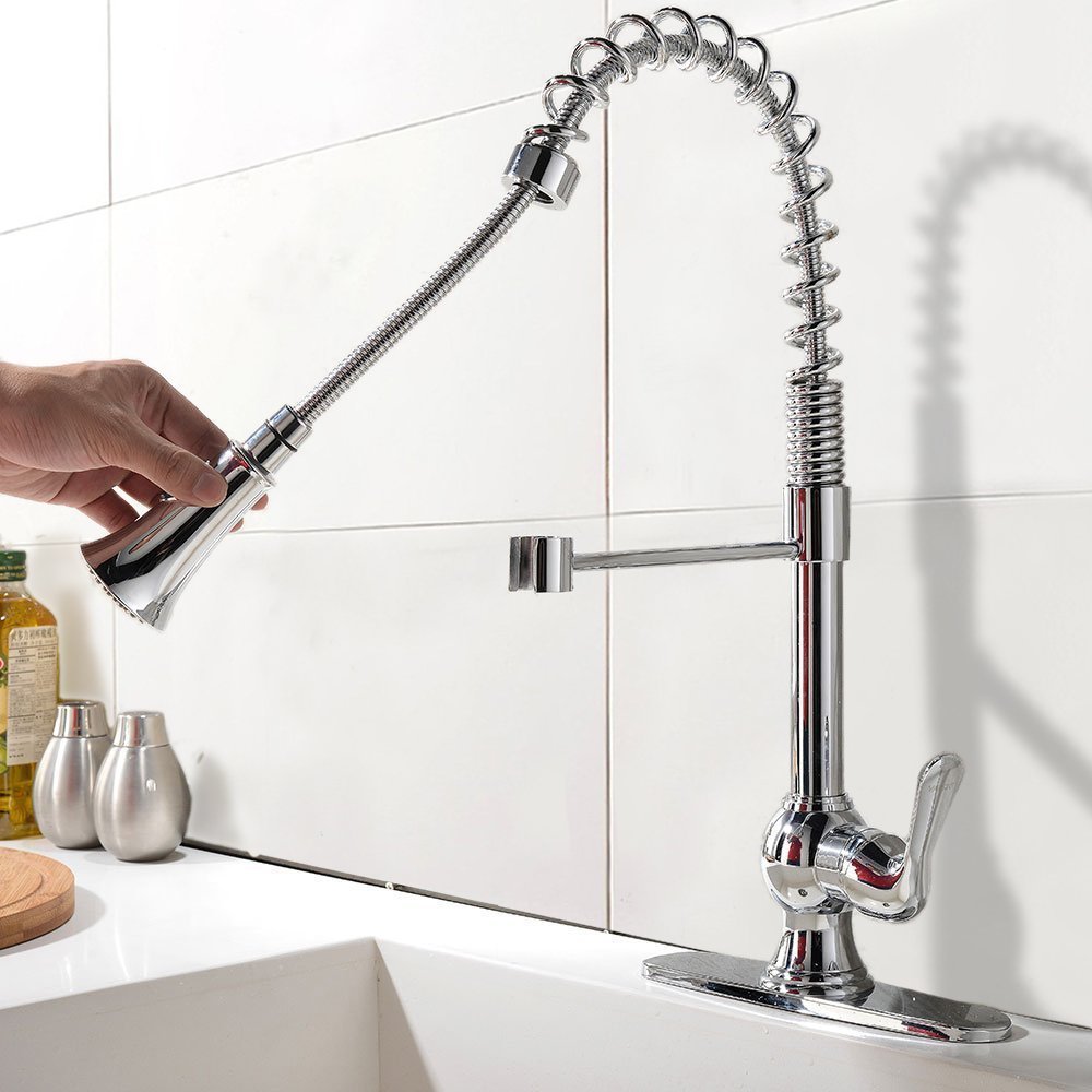 Pampa Chrome Finish Single Handle Kitchen Sink Faucet with Pull Down Sprayer